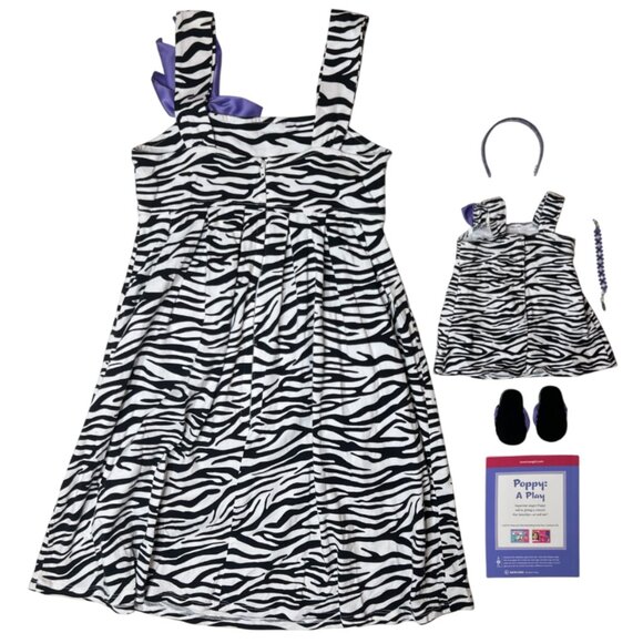 American Girl Zebra Safari Sundress Matching Set | Girls’ Sz 10 + Doll outfit - Picture 2 of 7